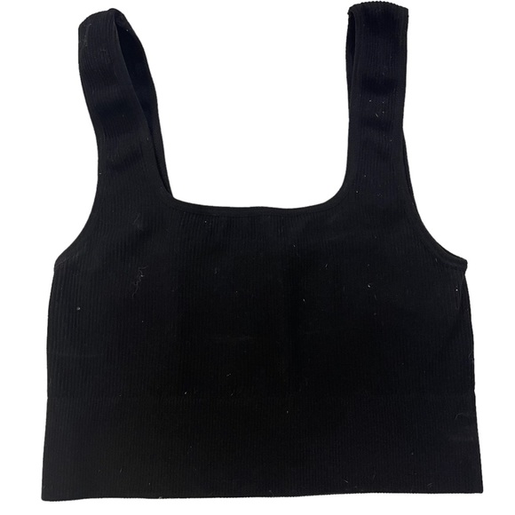 Zenana Outfitters Tops - Women’s Black Ribbed Square Neck Cropped Tank Top